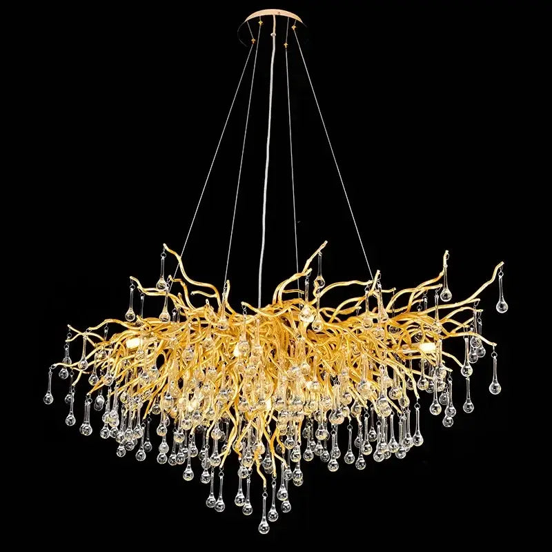Modern golden branch crystal chandelier living room luxury lighting