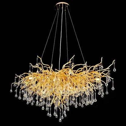 Modern golden branch crystal chandelier living room luxury lighting