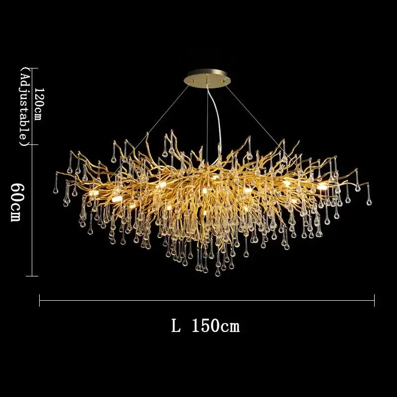 Modern golden branch crystal chandelier living room luxury lighting