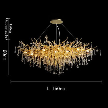 Modern golden branch crystal chandelier living room luxury lighting