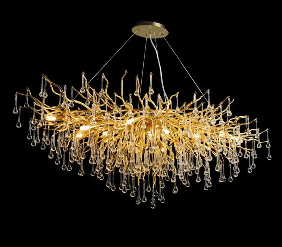 Modern golden branch crystal chandelier living room luxury lighting