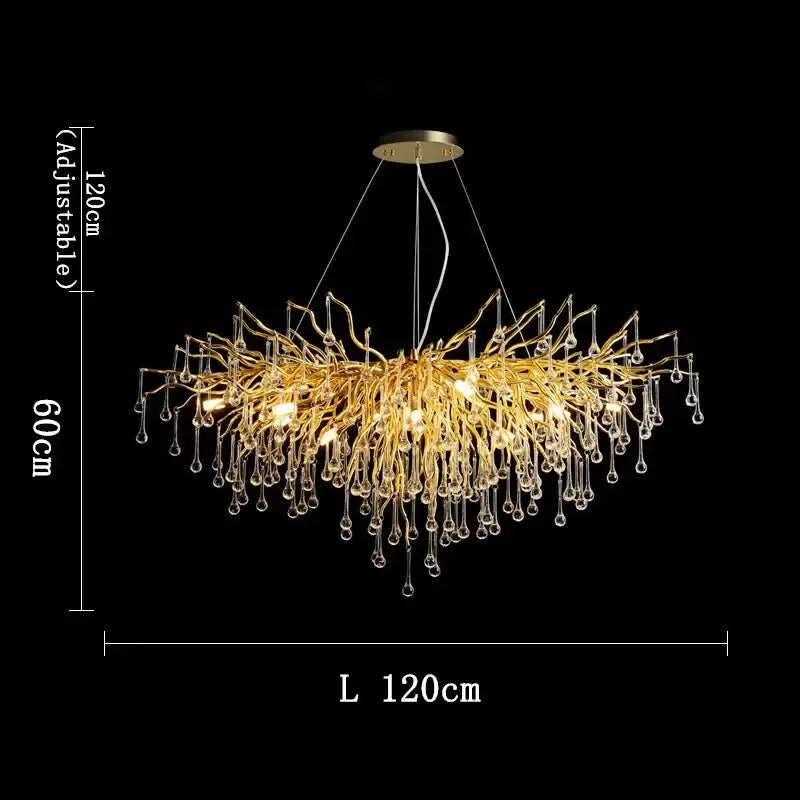 Modern golden branch crystal chandelier living room luxury lighting
