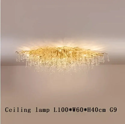 Modern golden branch crystal led chandelier living room light