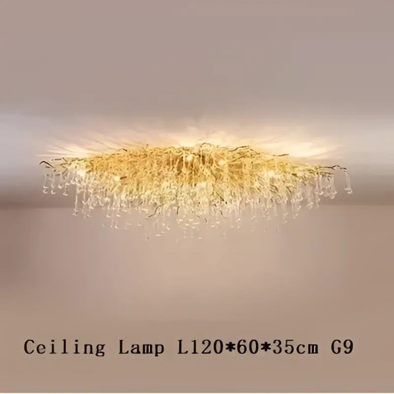 Modern golden branch crystal led chandelier living room light