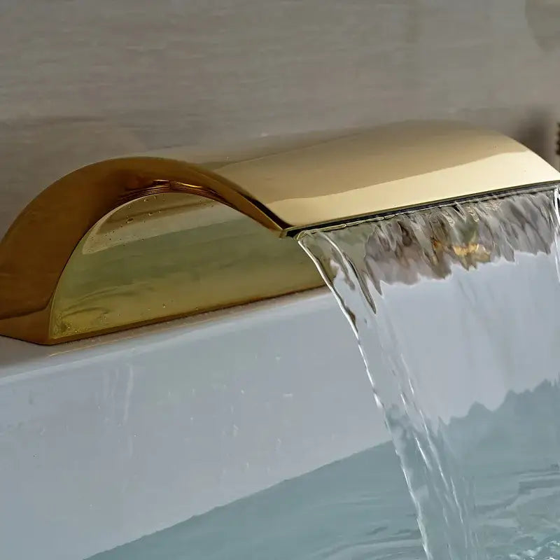 Modern golden brass bathtub faucet with handheld shower bathroom fixture