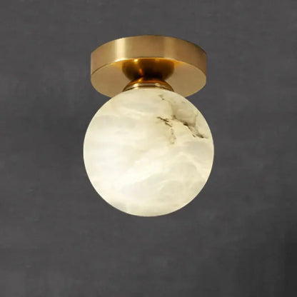 Modern golden brass marble square ceiling lamp bedroom