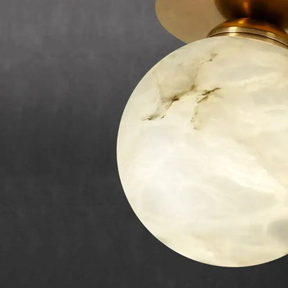 Modern golden brass marble square ceiling lamp bedroom