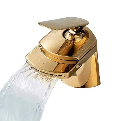 Modern golden brass waterfall vessel sink faucet bathroom tap