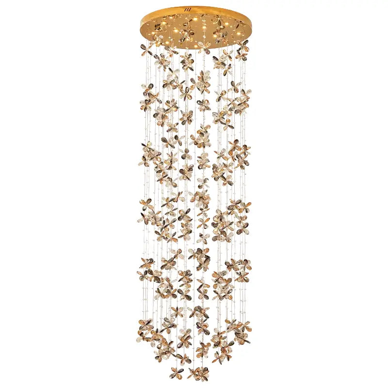 Modern golden butterfly crystal staircase chandelier stairwell light