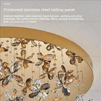 Modern golden butterfly crystal staircase chandelier stairwell light
