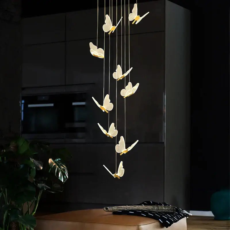 Modern golden butterfly led chandelier living room pendant light