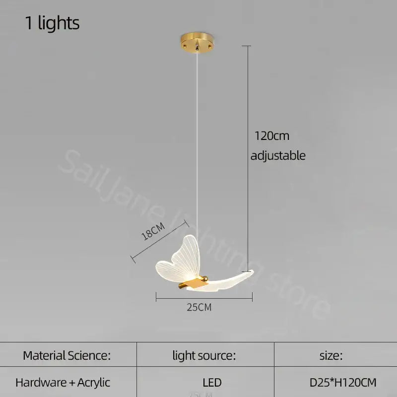 Modern golden butterfly led chandelier living room pendant light