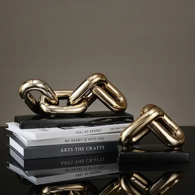 Modern golden chain home decoration figurine living room sculpture