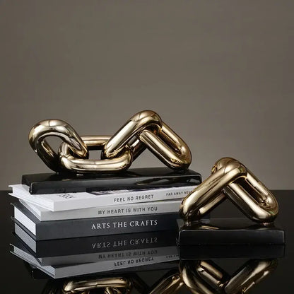 Modern golden chain home decoration figurine living room sculpture