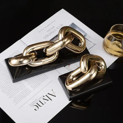 Modern golden chain home decoration figurine living room sculpture