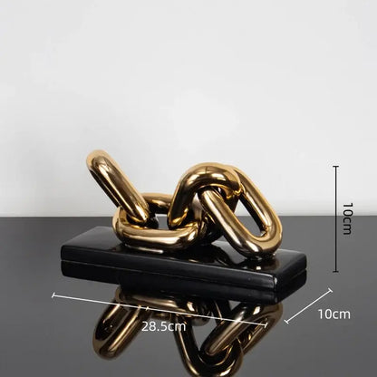 Modern golden chain home decoration figurine living room sculpture