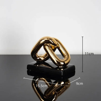 Modern golden chain home decoration figurine living room sculpture