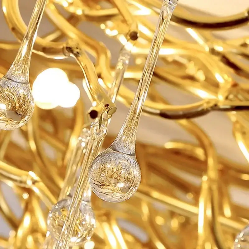 Modern golden chandelier branch crystal lamp for dining room