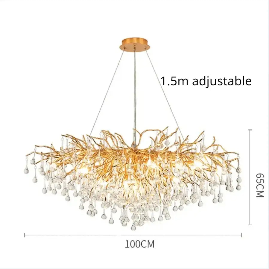 Modern golden chandelier branch crystal lamp for dining room