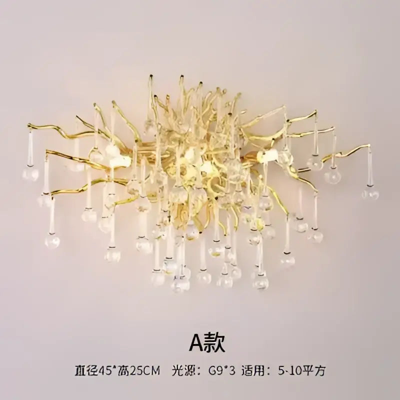 Modern golden chandelier branch crystal lamp for dining room