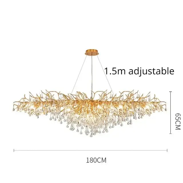 Modern golden chandelier branch crystal lamp for dining room