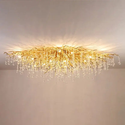 Modern golden chandelier branch crystal lamp for dining room