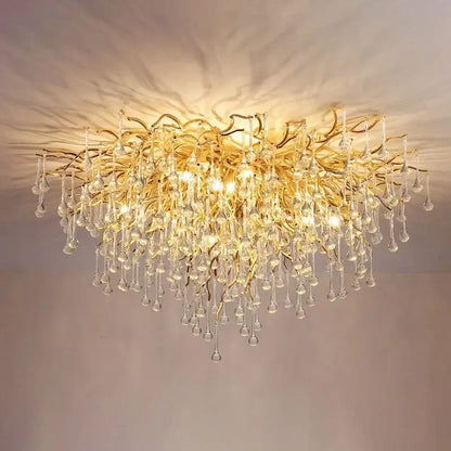 Modern golden chandelier branch crystal lamp for dining room