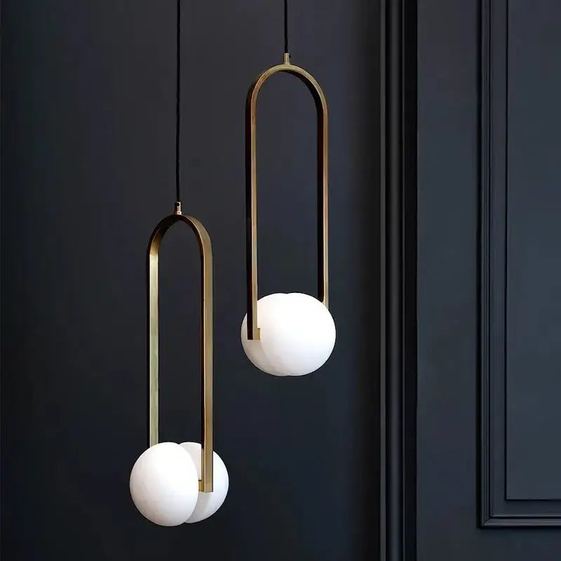 Modern golden chandelier led pendant lights dining room glass spheres