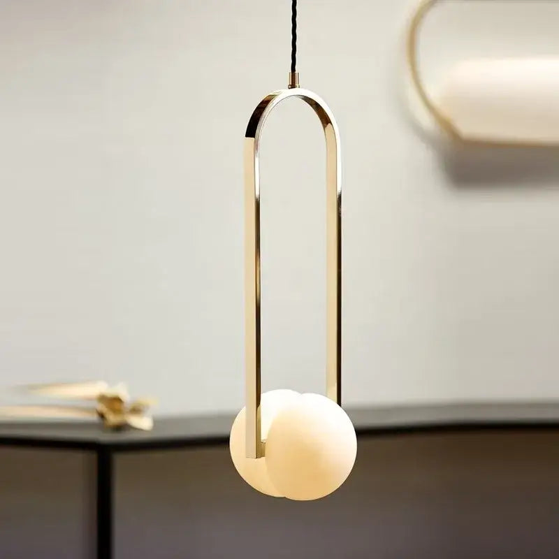 Modern golden chandelier led pendant lights dining room glass spheres