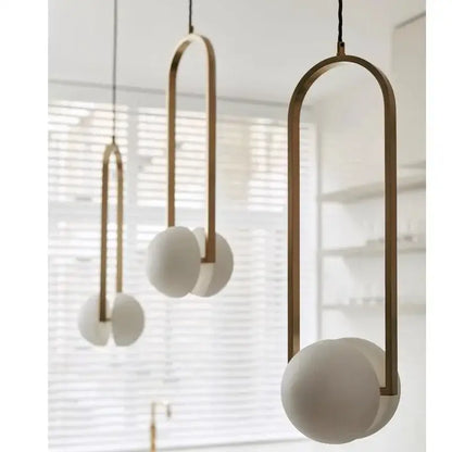 Modern golden chandelier led pendant lights dining room glass spheres