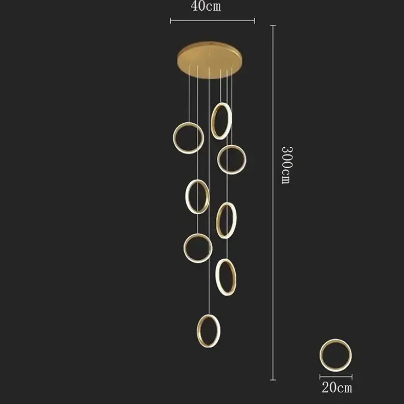 Modern golden circular led pendant lights for dining room
