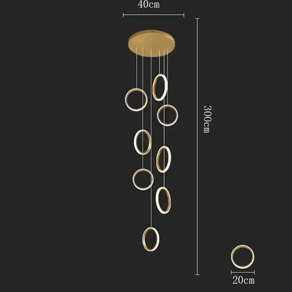 Modern golden circular led pendant lights for dining room