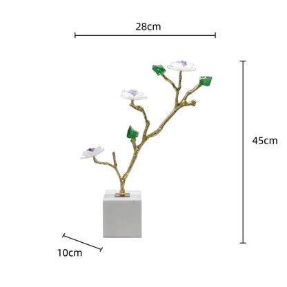 Modern golden crystal flower tree sculpture living room decor