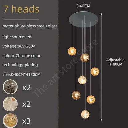 Modern golden crystal glass spiral ceiling chandelier living room