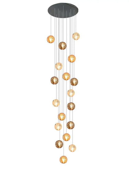Modern golden crystal glass spiral ceiling chandelier living room