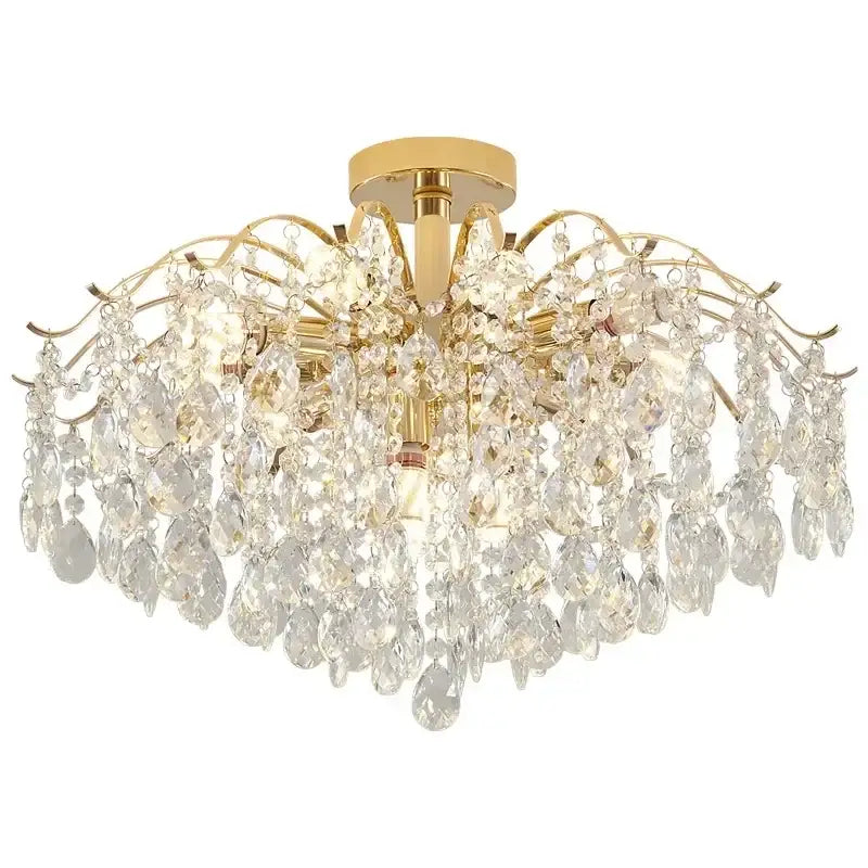 Modern golden crystal led chandelier living room light