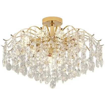 Modern golden crystal led chandelier living room light