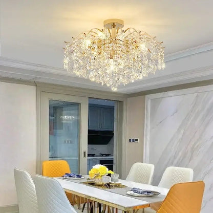 Modern golden crystal led chandelier living room light
