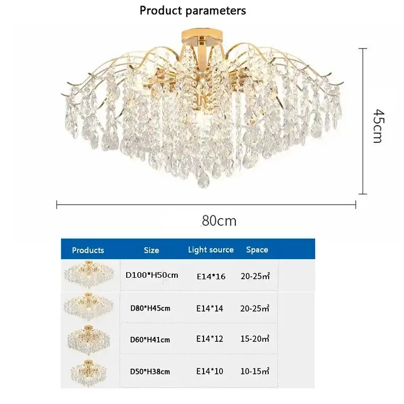 Modern golden crystal led chandelier living room light