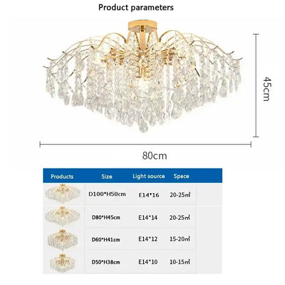 Modern golden crystal led chandelier living room light