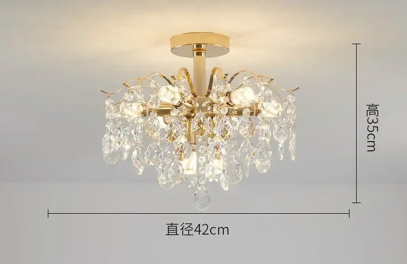 Modern golden crystal led chandelier living room light