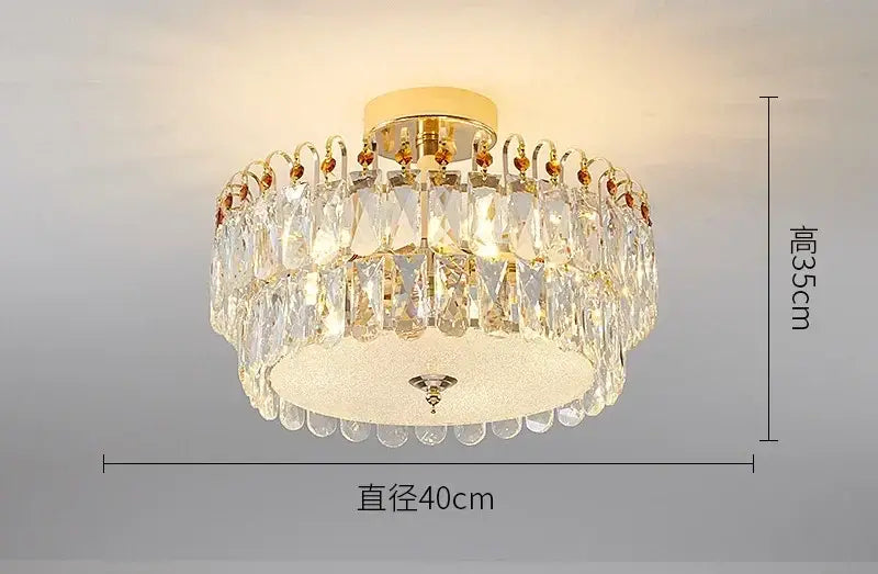 Modern golden crystal led chandelier living room light