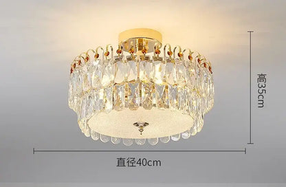 Modern golden crystal led chandelier living room light