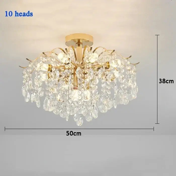 Modern golden crystal led chandelier living room light
