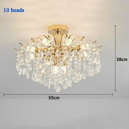 Modern golden crystal led chandelier living room light