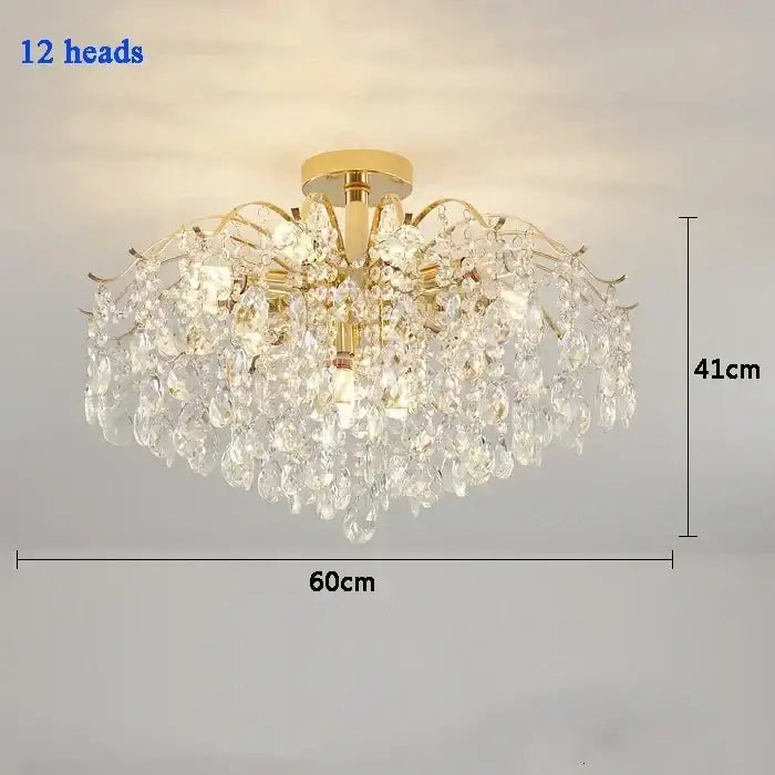 Modern golden crystal led chandelier living room light