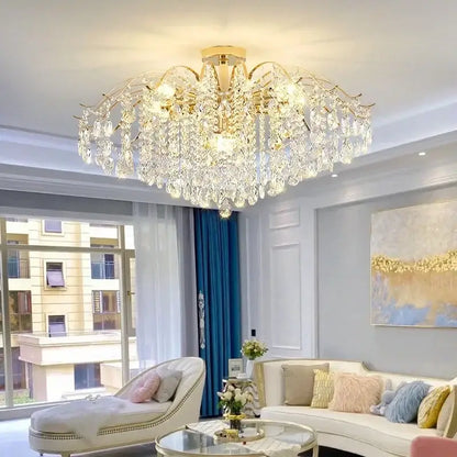 Modern golden crystal led chandelier living room light