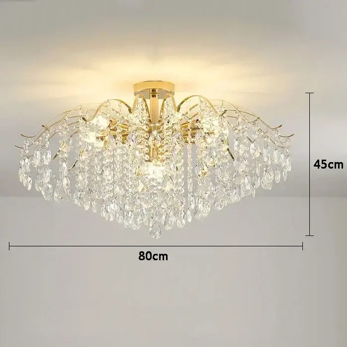 Modern golden crystal led chandelier living room light