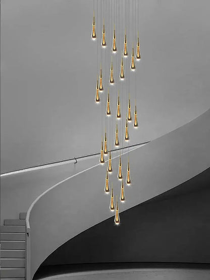 Modern golden crystal pendant chandelier living room teardrop light
