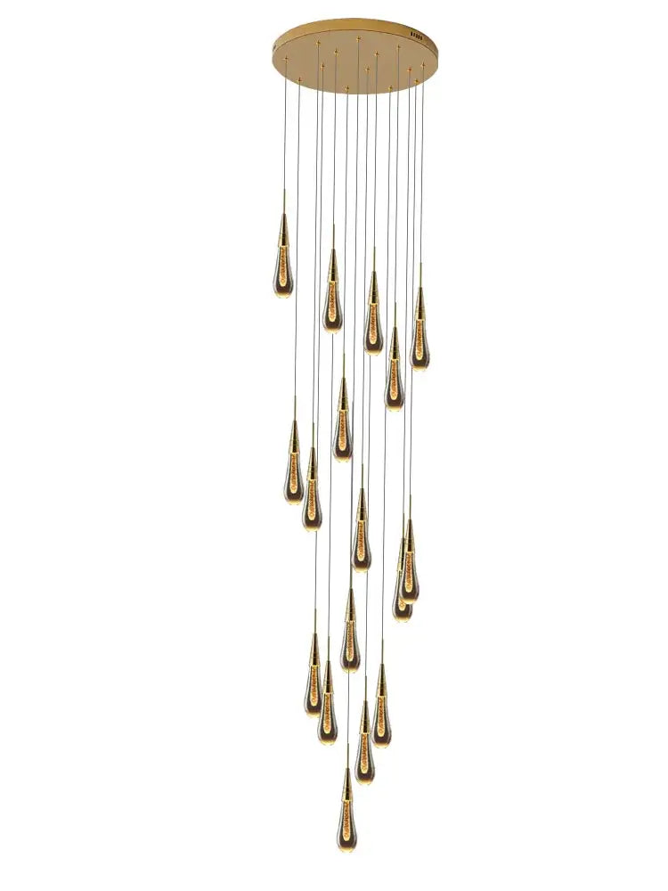 Modern golden crystal pendant chandelier living room teardrop light